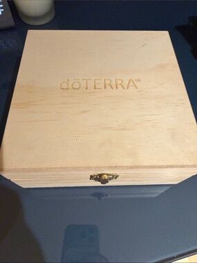 Doterra Light Wood Storage Box with Brass Latch
